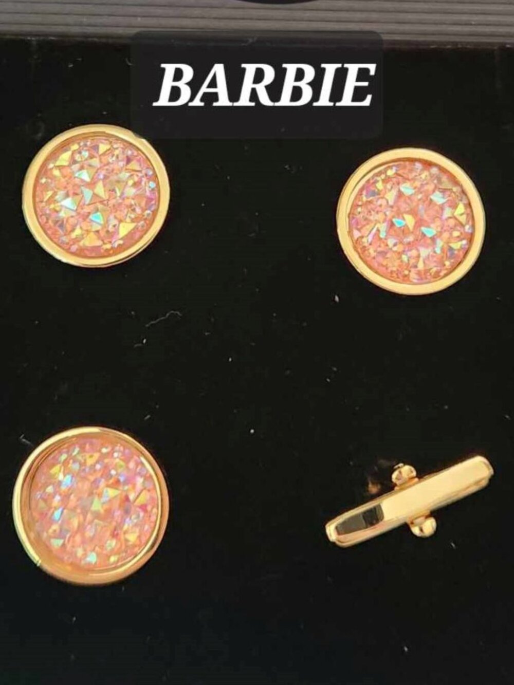 SADDLE BLANKET LINKS "BARBIE" Pink & Gold for Horse Show NUMBERS NEW in box